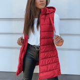 RAIN™ - Štýlová bezrukávová dlhá pufrová vesta s kapucňou