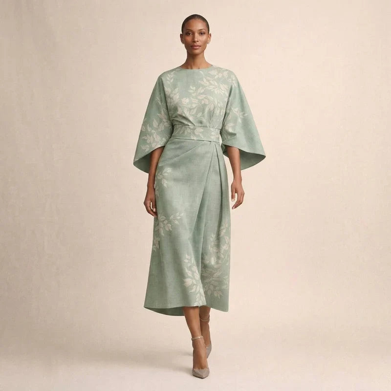 CLEMENTINE | Kvetinové midi s tvarovaným pásom a vzdušnou eleganciou