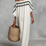 Maxi minimalistické dámske ľanové šaty s off-shoulder výstrihom a netopierími rukávmi