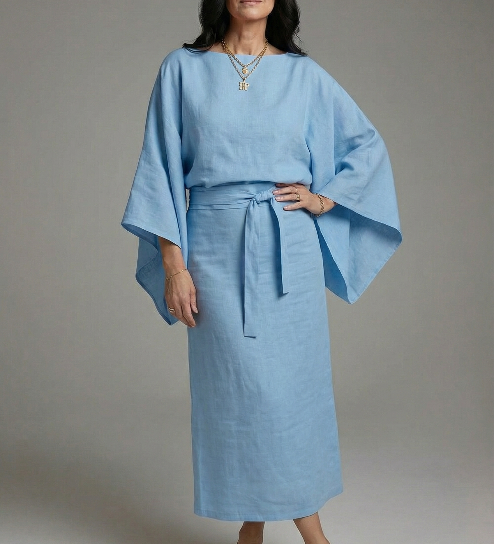 Sienna | Kimono šaty midi s viazaním v páse