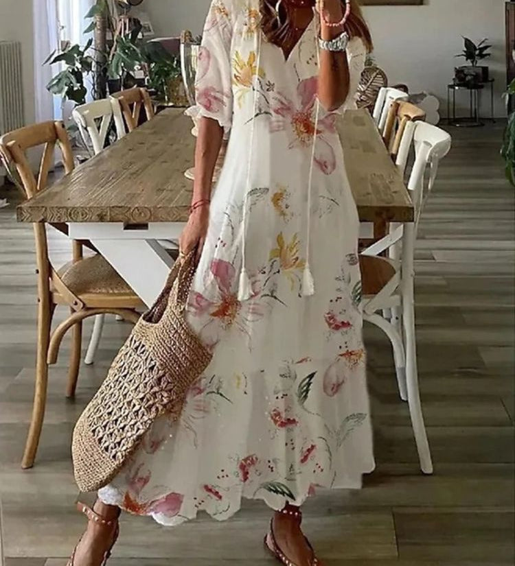 Élodie™ — Elegantná maxi kvetinová sametová šaty