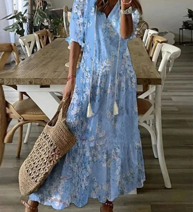 Élodie™ — Elegantná maxi kvetinová sametová šaty