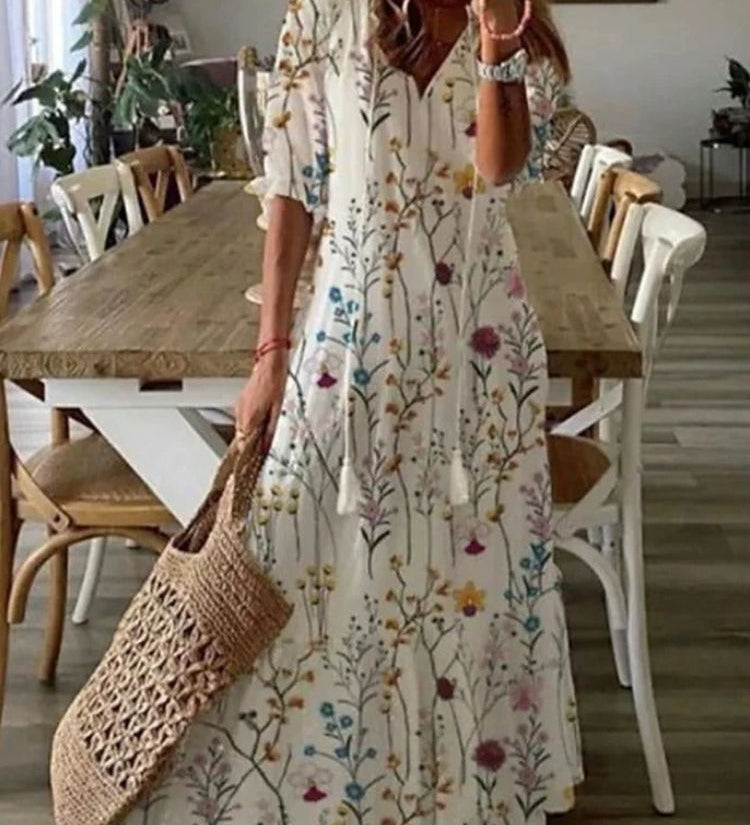 Élodie™ — Elegantná maxi kvetinová sametová šaty