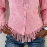 Solène │ Hladká Suede Blúzka s Fringe