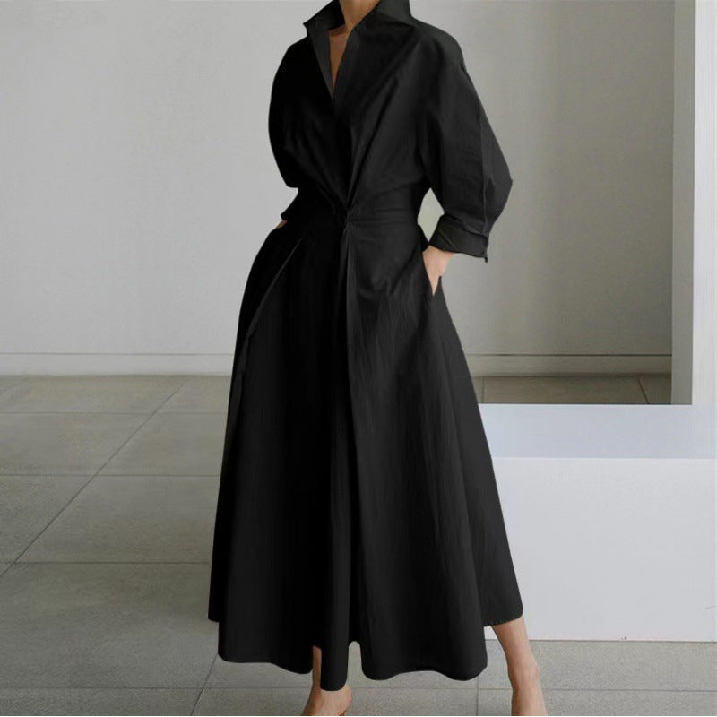 SOFER™ - Elegantné maxi šaty s prekladaným golierom