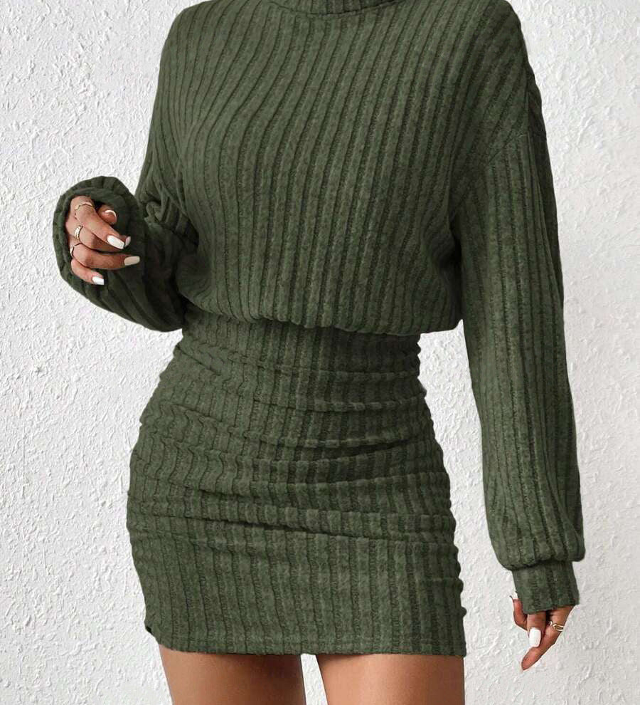 POPPY™ - Minimalistický rebrovaný rolákový šaty