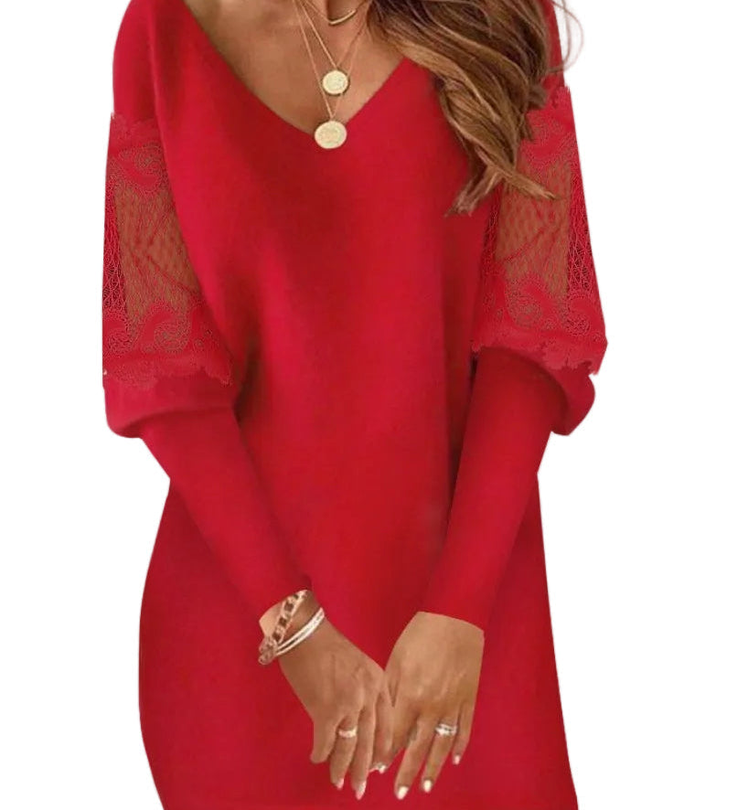 Karen - Šaty s čipkovými rukávmi