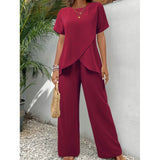 Lorrina™ Elegant Soft Two-Piece Set | Asymetrická blúzka a uvoľnené nohavice