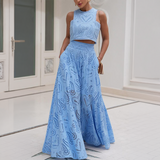 Larissa™ Vyšívaný top a maxi sukňa s vysokým pásom | Elegantný dvojdielny outfit