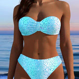 Bikini s leopardím vzorom typu bandeau