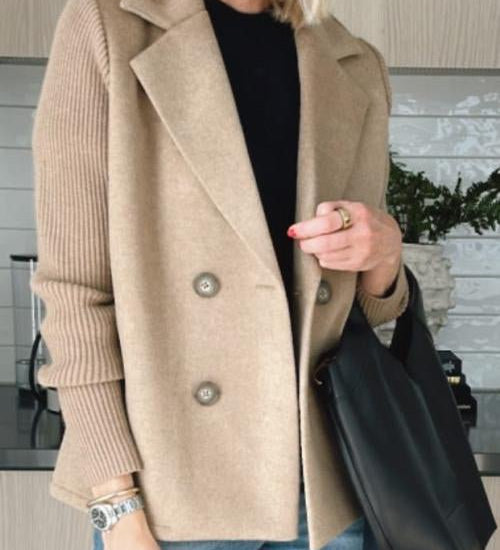 Corvielleen | Elegantný Blazer s Pletenými Rukávmi