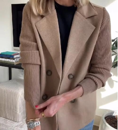 Corvielleen | Elegantný Blazer s Pletenými Rukávmi