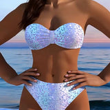 Bikini s leopardím vzorom typu bandeau