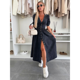 MAELLE™ – Elegantné Midi Šaty s V-Výstrihom