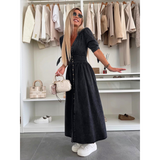 MAELLE™ – Elegantné Midi Šaty s V-Výstrihom
