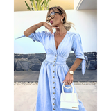 MAELLE™ – Elegantné Midi Šaty s V-Výstrihom
