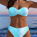 Bikini s leopardím vzorom typu bandeau