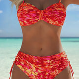 Bikini s ramienkami, abstraktný potlač
