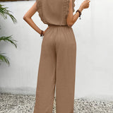 Zella™ Elegantný Dvojdielny Set | Top s Čipkovým Lemom a Nohavice s Širokými Nohavicami