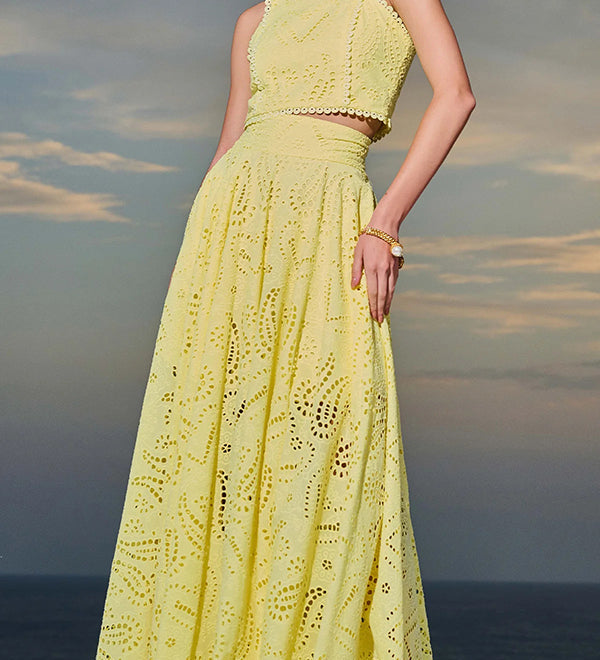 Larissa™ Vyšívaný top a maxi sukňa s vysokým pásom | Elegantný dvojdielny outfit