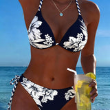 Jednoduché Sexy Bikiní s Halter Výstrihom