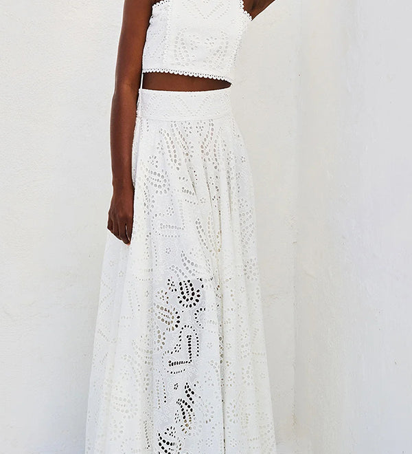 Larissa™ Vyšívaný top a maxi sukňa s vysokým pásom | Elegantný dvojdielny outfit