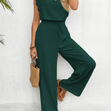 Zella™ Elegantný Dvojdielny Set | Top s Čipkovým Lemom a Nohavice s Širokými Nohavicami