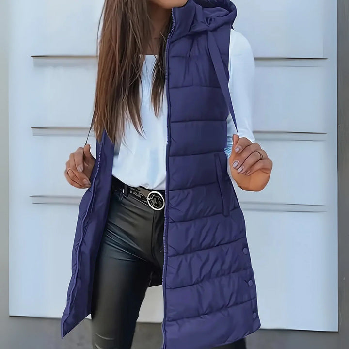 Ravielle | Voľný dlhý vest s kapucňou