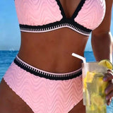 Bikini s blokom farieb a dvojitými štruktúrovanými ramienkami