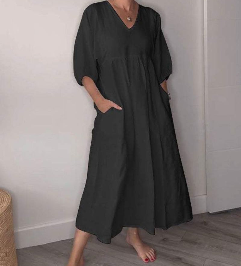 Corvalyn | Elegantný maxi šaty s V-výstrihom
