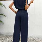 Zella™ Elegantný Dvojdielny Set | Top s Čipkovým Lemom a Nohavice s Širokými Nohavicami