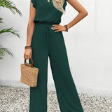 Zella™ Elegantný Dvojdielny Set | Top s Čipkovým Lemom a Nohavice s Širokými Nohavicami