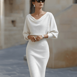 Clarisse™ — Elegantná midi šaty s drapériou, nadčasový kúsok