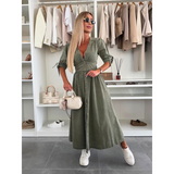 MAELLE™ – Elegantné Midi Šaty s V-Výstrihom