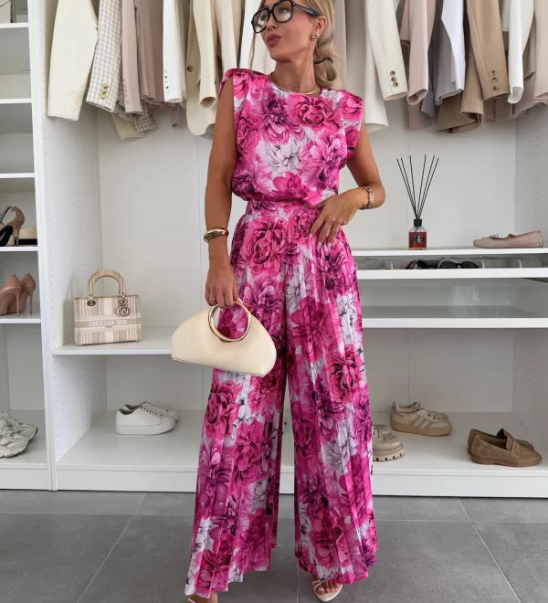 Evelyn™ Elegantný 2-dielny set | Voľný top a plisované nohavice