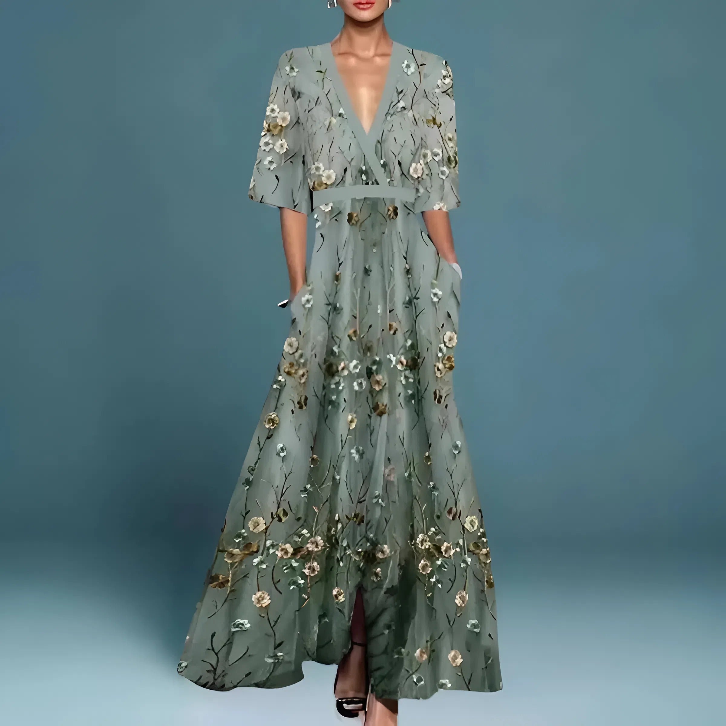 Alessandra™ — Elegantná voľná šaty s výstrihom do V