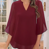 Claudia – Blúzka z Chiffon Georgette s V-výstrihom