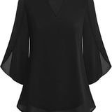 Claudia – Blúzka z Chiffon Georgette s V-výstrihom