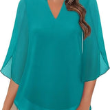 Claudia – Blúzka z Chiffon Georgette s V-výstrihom