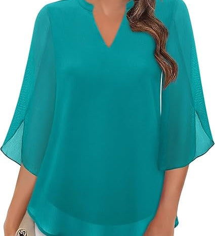 Claudia – Blúzka z Chiffon Georgette s V-výstrihom