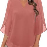 Claudia – Blúzka z Chiffon Georgette s V-výstrihom