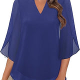Claudia – Blúzka z Chiffon Georgette s V-výstrihom