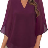 Claudia – Blúzka z Chiffon Georgette s V-výstrihom