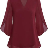 Claudia – Blúzka z Chiffon Georgette s V-výstrihom