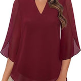 Claudia – Blúzka z Chiffon Georgette s V-výstrihom