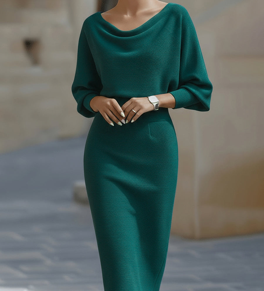 Clarisse™ — Elegantná midi šaty s drapériou, nadčasový kúsok